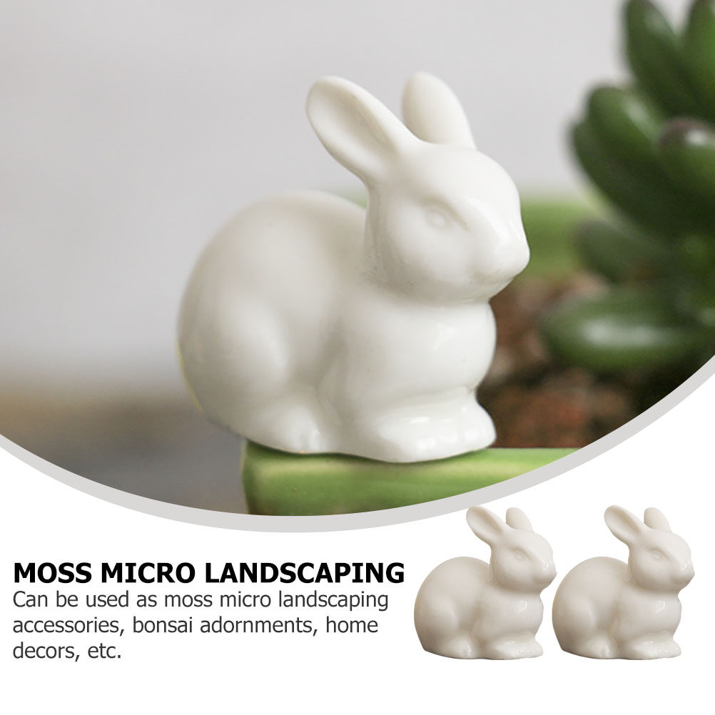 5個入り、小さくて可愛らしい陶器製のウサギの置物。白く、鮮や - Bonsai Garden Landscape Design のレビューと価格